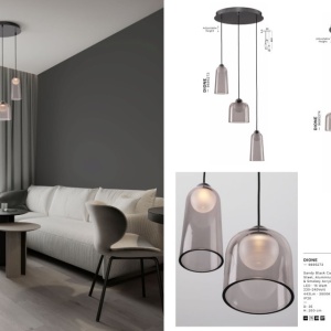 Lustra cu 5 pendule LED, Metal, Negru, Acrilic, DIONE 245373 universul-luminii.ro
