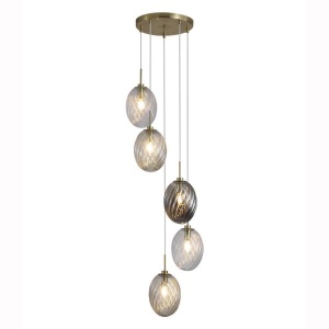 Lustra cu 5 pendule sticla colorata Whirl