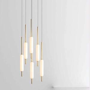 Lustra cu 6 pendule LED design LUX, fabricat manual TYPHA