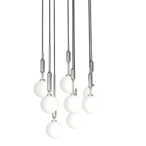 Lustra cu 8 pendule suspendate Ero VIII crom 40 - Img 3