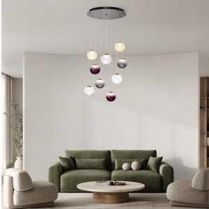 Lustra cu 9 pendule LED din sticla colorata SILENZIO 632113 universul-luminii.ro