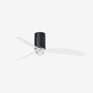 Lustra cu Ventilator si telecomanda MINI TUBE M LED negru mat/transparent 124673 universul-luminii.ro