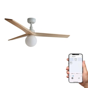 Lustra cu Ventilator smart sistem TUYA si telecomanda KLIM M 125cm, alb/ pin