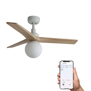 Lustra cu Ventilator smart sistem TUYA si telecomanda KLIM S 92,5cm, alb/ pin
