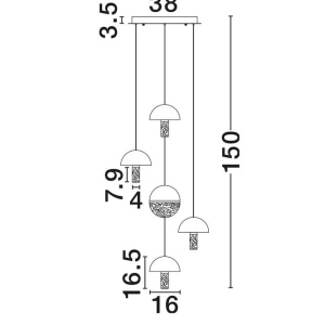 Lustra decorativa cu 5 pendule LED 2700K DORIN - Img 9