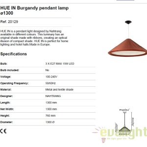 Lustra decorativa design XXL HUE burgundy 20129 181853 universul-luminii.ro