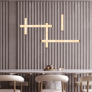 Lustra design geometric, alabastru natural, LED 93W 3000K