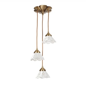 Lustra din alama cu 3 pendule ceramice Zefira