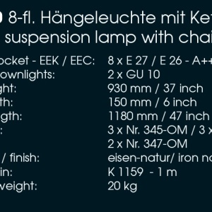 Lustra din fier forjat cu 8 surse de lumina ideala pentru iluminatul mesei, HL 2430 47923 universul-luminii.ro