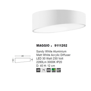 Lustra LED aplicata design modern 40cm MAGGIO alba NVL-9111262 76123 universul-luminii.ro
