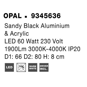 Lustra LED aplicata design modern OPAL 60W negru - Img 9
