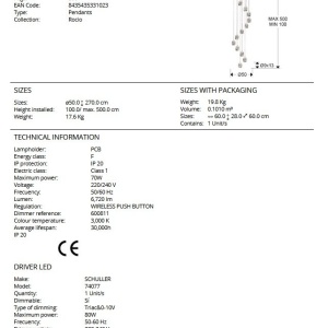 LUSTRA LED CU 14 PENDULE LED cu telecomanda ROCIO, crom 141443 universul-luminii.ro