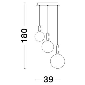 Lustra LED cu 3 pendule, dimabila, design modern Hook auriu, opal alb 39cm 115373 universul-luminii.ro