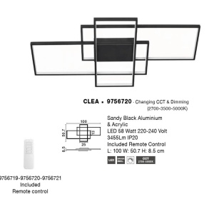Lustra LED cu telecomanda design geometric CLEA neagra 135443 universul-luminii.ro