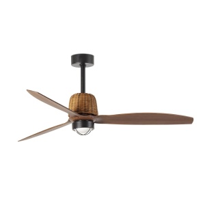 Lustra LED cu Ventilator aplicat tavan cu telecomanda WEAVER M Black/walnut