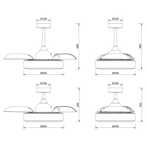 Lustra LED cu ventilator palete retractabile Coin Fan Mini lemn - Img 8