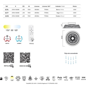 Lustra LED cu Ventilator si telecomanda HIMALAYA Mini alb 139683 universul-luminii.ro