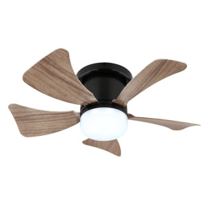 Lustra LED cu ventilator si telecomanda HINES aspect lemn 40cm, 03609H GL 247073 universul-luminii.ro