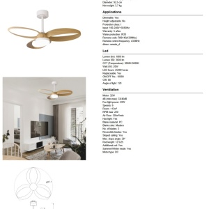 Lustra LED cu ventilator si telecomanda INFINITY alb/lemn - Img 8