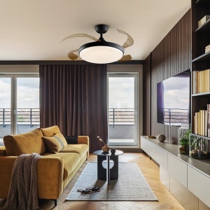 Lustra LED cu Ventilator si telecomanda, lame retractabile Venturi negru 62383 universul-luminii.ro