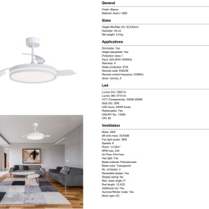 Lustra LED cu ventilator si telecomanda LUNA alba - Img 7
