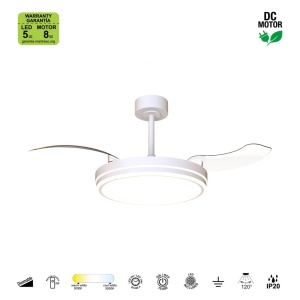 Lustra LED cu ventilator si telecomanda LUNA M alba - Img 8