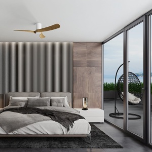 Lustra LED cu Ventilator si telecomanda NEMO G alb/lemn - Img 3