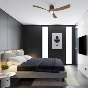 Lustra LED cu ventilator si telecomanda NEMO II L negru/nuc