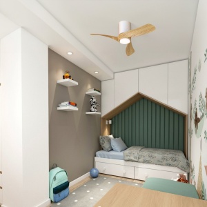 Lustra LED cu Ventilator si telecomanda NEMO II XS alb/lemn - Img 2