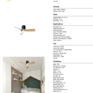 Lustra LED cu Ventilator si telecomanda NEMO II XS negru/lemn - Img 10