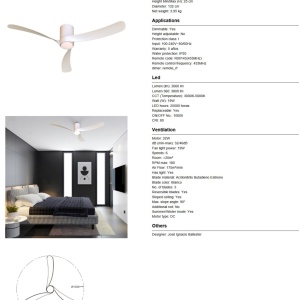 Lustra LED cu ventilator si telecomanda NEMO L alb - Img 8