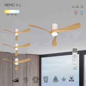 Lustra LED cu ventilator si telecomanda NEMO L ceramica/lemn - Img 4