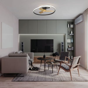 Lustra LED cu Ventilator si telecomanda OCEAN negru/lemn 139763 universul-luminii.ro