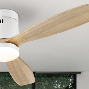 Lustra LED cu Ventilator si telecomanda Siroco D-132cm alb/lemn - Img 4