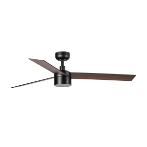 Lustra LED cu Ventilator tavan cu telecomanda RUDDER TEK 3 L negru/nuc 2700K