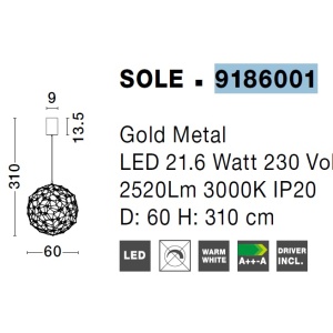 Lustra LED deosebita design modern SOLE, 60cm 44853 universul-luminii.ro