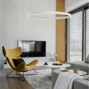 Lustra LED design circular cu iluminat sus si jos ELOWEN alb, diametru 98cm 121803 universul-luminii.ro