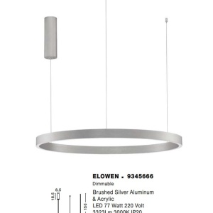 Lustra LED design circular cu iluminat sus si jos ELOWEN argintiu, diametru 80cm - Img 3