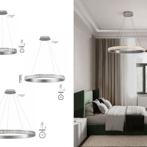 Lustra LED design circular, Otel, Argintiu, Cristal K9, ETEKEN NVL-9501215 247603 universul-luminii.ro