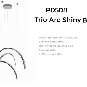 Lustra LED design decorativ modern Trio Arc Shiny Black 151213 universul-luminii.ro