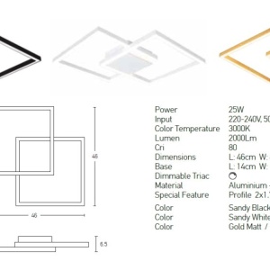 Lustra LED design modern geometric Erick auriu - Img 2