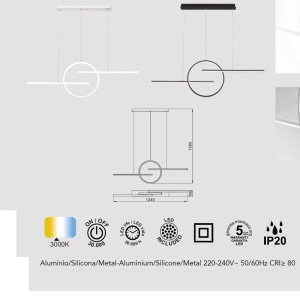 Lustra LED design modern minimalist KITESURF 50W alba 67023 universul-luminii.ro