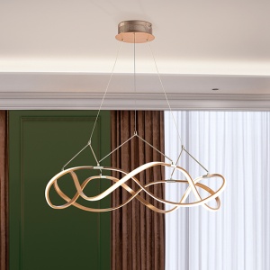 Lustra LED design ultra-modern, dimabila cu telecomanda, Molly auriu roze 80cm 96253 universul-luminii.ro