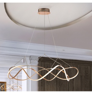 Lustra LED dimabila cu telecomanda design XL ultra-modern Molly auriu roze 110cm 98773 universul-luminii.ro
