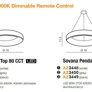 Lustra LED dimabila cu telecomanda SOVANA 80 neagra ZZ AZ3449 188403 universul-luminii.ro