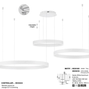 Lustra LED dimabila design circular MOTIF 3 ring alb - Img 4