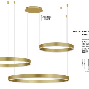 Lustra LED dimabila design circular MOTIF 3 ring auriu - Img 3