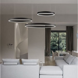 Lustra LED dimabila design circular MOTIF 3 ring negru - Img 2