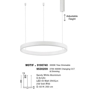 Lustra LED dimabila design circular MOTIF D-60cm - Img 5