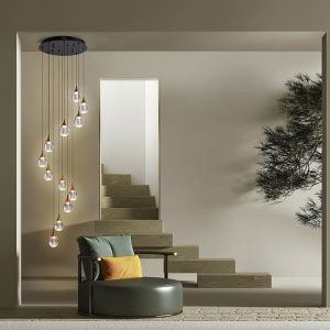 Lustra LED dimabila design modern Corina 12L negru/cupru 72123 universul-luminii.ro